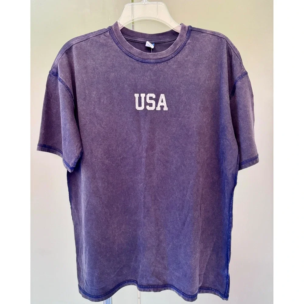 Old Navy Boys XL 14-16 Oversized USA Graphic T-Shirt Mineral Wash black NWT
